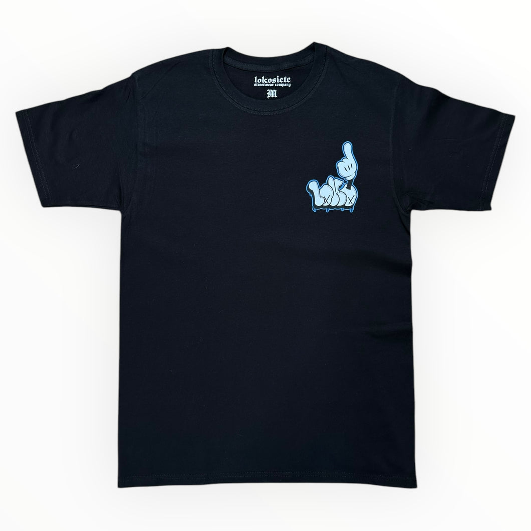 playera LOKO7 manos blk/azul