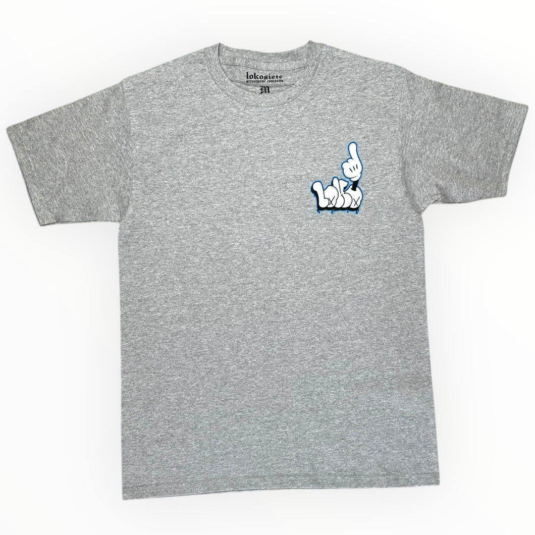 playera LOKO7 manos jaspe/azul